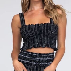 NEW Rewash smocked top black and white Size:L